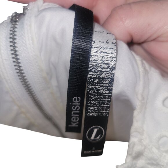 White Kensie Sleeveless Textured Eyelet Dress With Back Zipper Womens Size L Cot - Picture 3 of 6